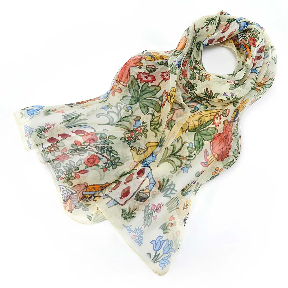 ALICE IN WONDERLAND - 100% PURE SILK SCARF